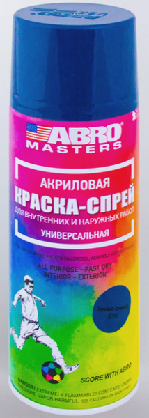  Краска аэрозольная акриловая темно-синяя 038 ABRO MASTERS SP-038-AM (12)