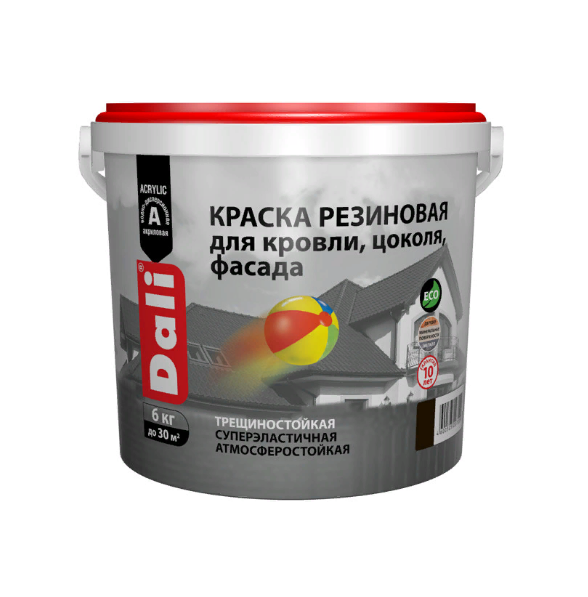  Краска резиновая для кровли, цоколя, фасада коричневая 6кг DALI арт.20722 Рогнеда