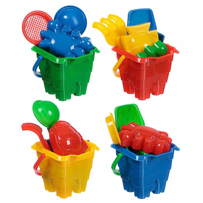  Песочный набор 6 пред ведро, лопатка. грабли, 3формы Игроленд 430-133