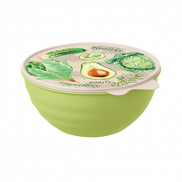  Миска 1,55л с крыш с декор зеленый 43324520998 Wave