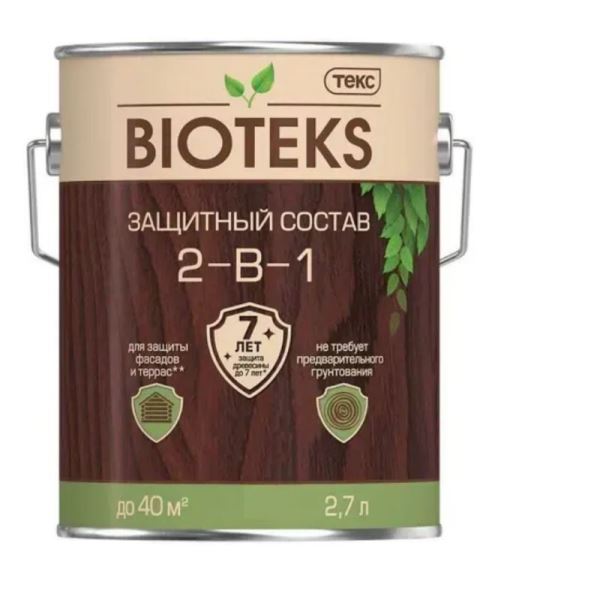  Биозащитный состав 2в1 махагон Bioteks 0,8л ТЕКС