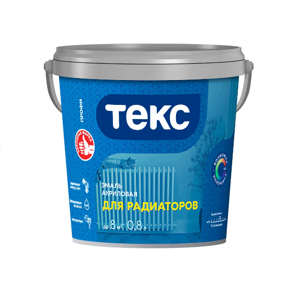  Эмаль акриловая для радиаторов п/глянец белая А 0,8л ТЕКС