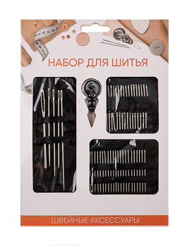  Набор игл 60шт д/шитья+нитевдеватель 308-125 сталь
