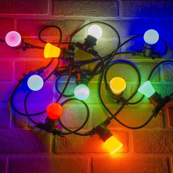  Гирлянда Белт-лайт 5м+1,5м шнур 10хE27 IP65 шаг 50см 5 заглуш черн UDL-K121 Uniel