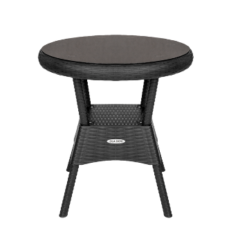  Стол садовый пластиковый круглый коричневый со стеклом Rattan Ola Dom