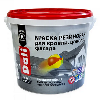  Краска резин д/кровли,цоколя,фасада бесцв 6кг DALI арт.20741 Рогнеда