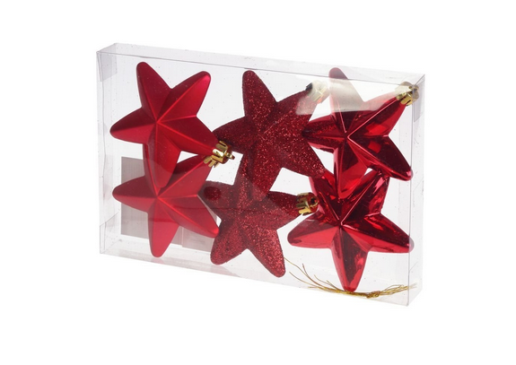  Набор украшений 6шт 7,5см Звезда красн КА02,7862