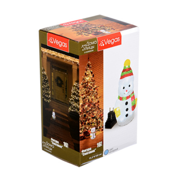  Фигурка Снеговик 10,5*9*20см акрил 16 холодных ламп Vegas 55102