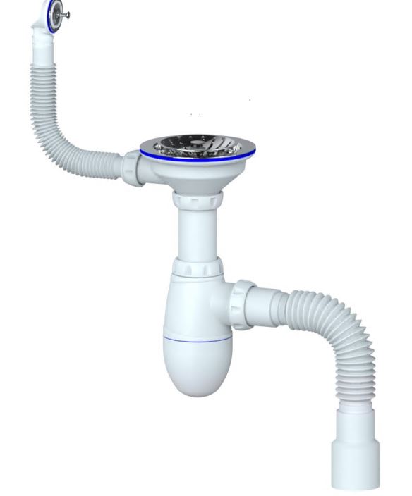  Сифон для мойки 3 1/2*40 Unicorn B426 круг.перелив чаша d115 с гофрой 40*40/50
