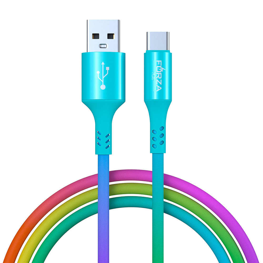  Кабель для зарядки Type-C 1м 2А FORZA Радуга 443-035