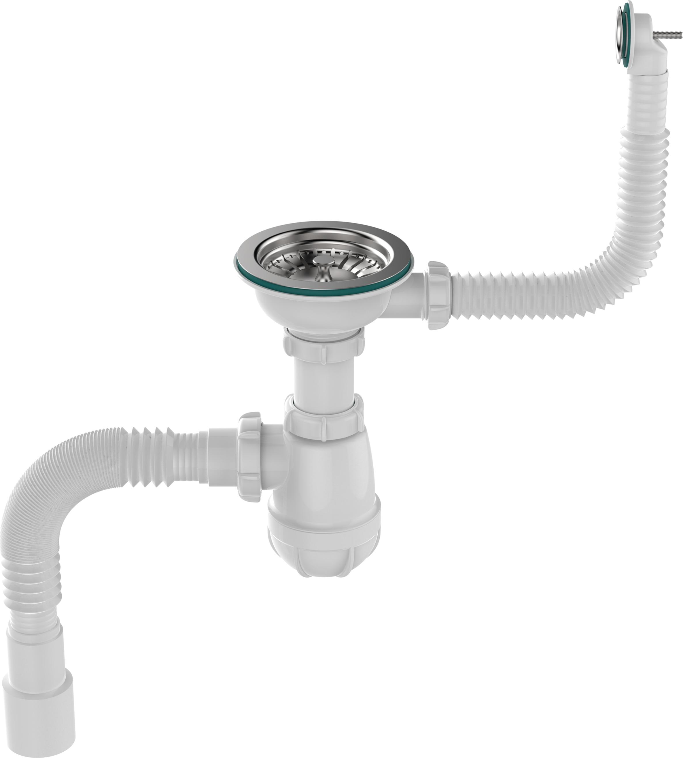  Сифон для мойки 3 1/2*40 Aquant B0139-20-MR круг.перелив чаша d115 с гофротрубой 40*40/50