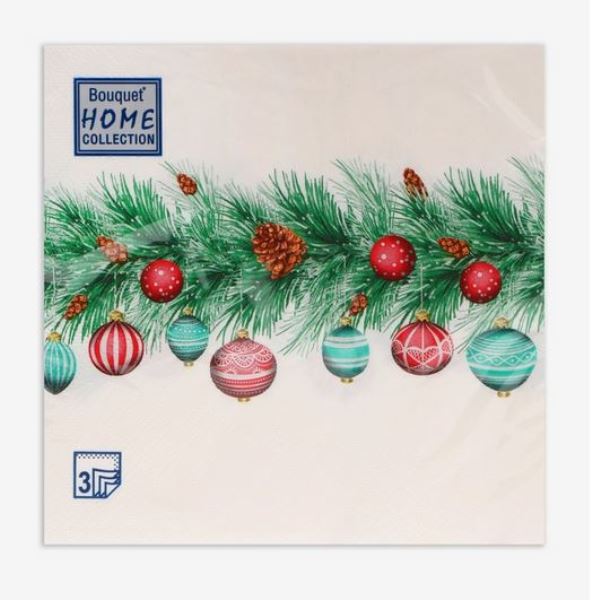  Салфетки бумажн. Bouquet Home Colltction 3-х сл 20шт Новогодняя гирлянда 25221
