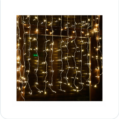 Гирлянда св/д занавес 1,5х1,5м 100LED тепл.бел IP20 ULD-C1515-100/DTA Warm White Uniel - фото
