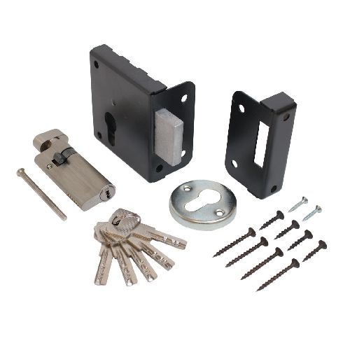  Замок накладной ЗН 1-1У усиленный цилиндр черный 16232 Птимаш