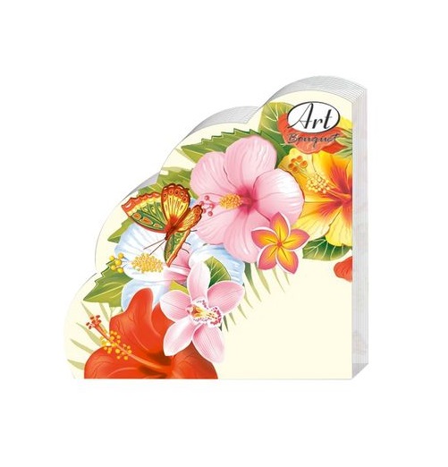  Салфетки бумажные 3-х слойные 12шт ТРОПИЧЕСКИЕ ЦВЕТЫ Арт Букет Рондо