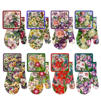  Набор кухон Купеческие цветы прихв+рукавица L22-103