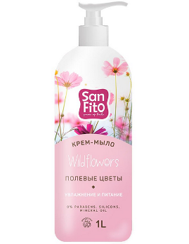  Жидкое крем-мыло 1000мл Sensitive полевые цветы Sanfito 22915