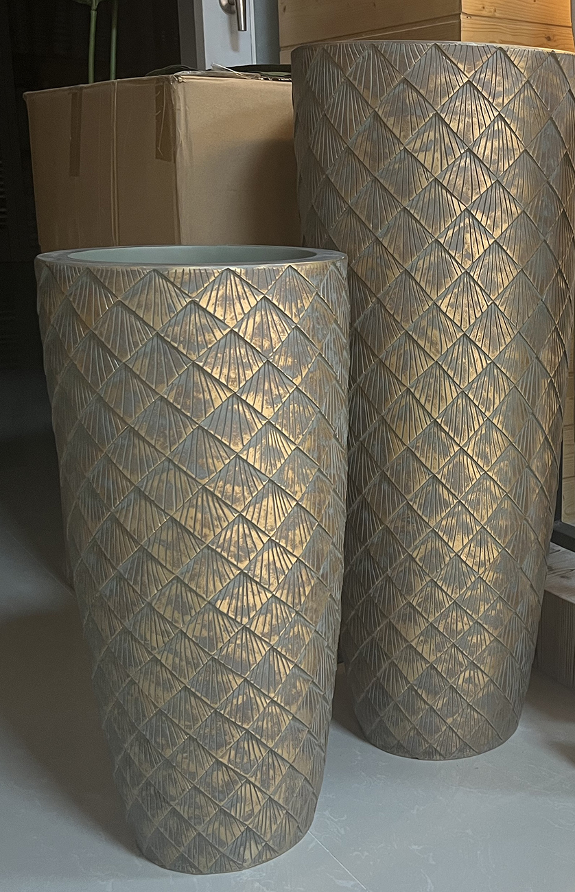  Кашпо d37х90см с золотым орнаментом GARDA DECOR