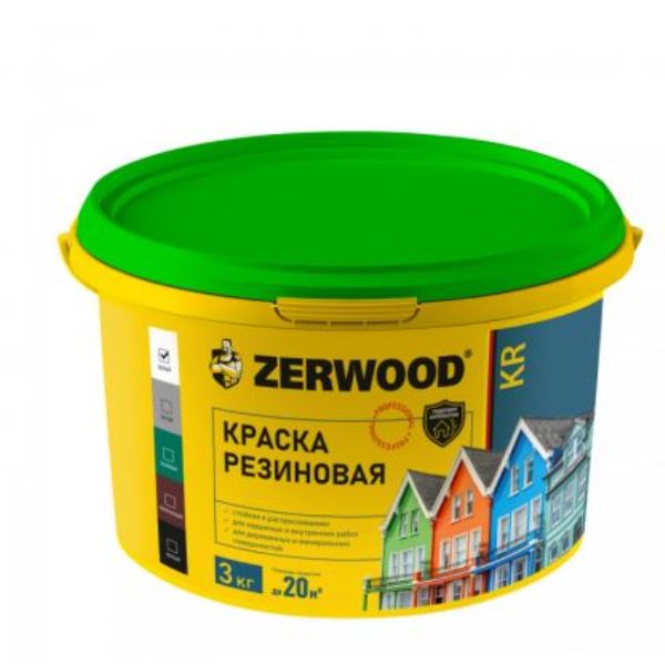  Краска резиновая для кровли, цоколя, фасада серый графит 3кг КР Zerwood 00972734