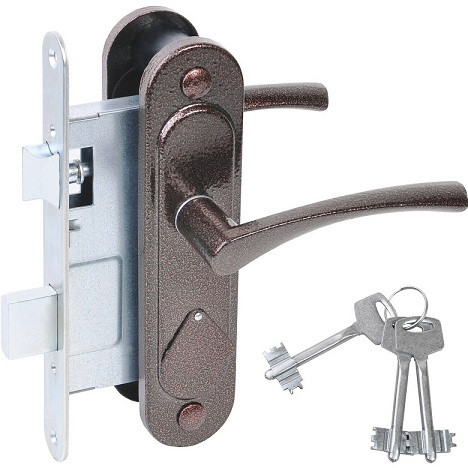  Замок врезной ЗВ9.2-07 медь антик с ручкой Абсолют 47457