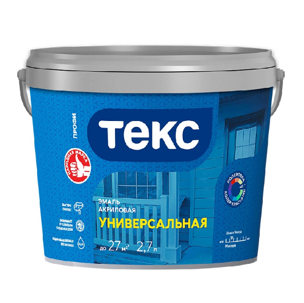  Эмаль акриловая универсальная матовая белая 2,7л Профи ТЕКС