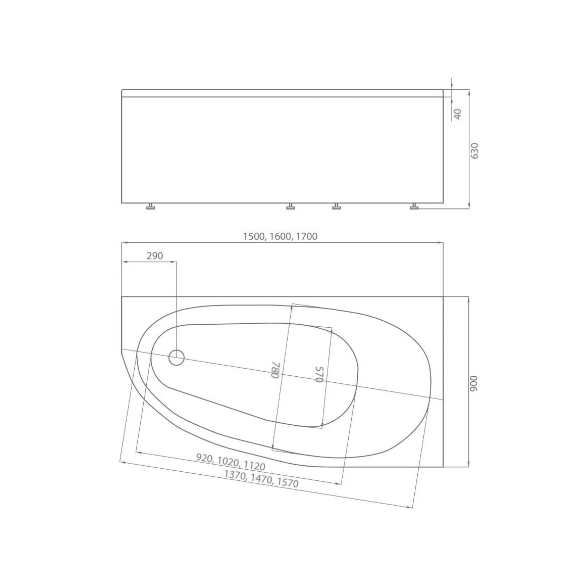  Ванна 160*90см Дива акрил ассиметричн правая белая Aquatek