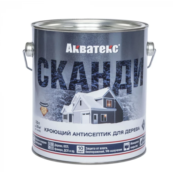  Кроющий антисептик Акватекс Сканди айсберг база А 0,75л арт.65099 Рогнеда 