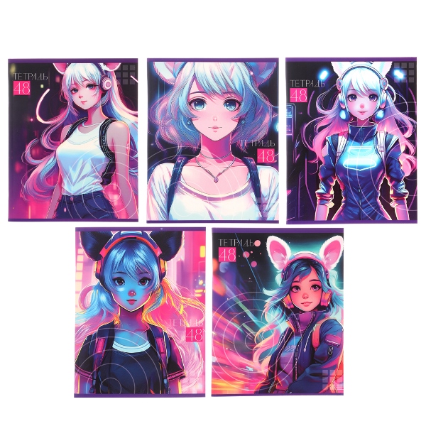  Тетрадь 48л клетка ClipStudio А5 Аниме 5диз 578-009