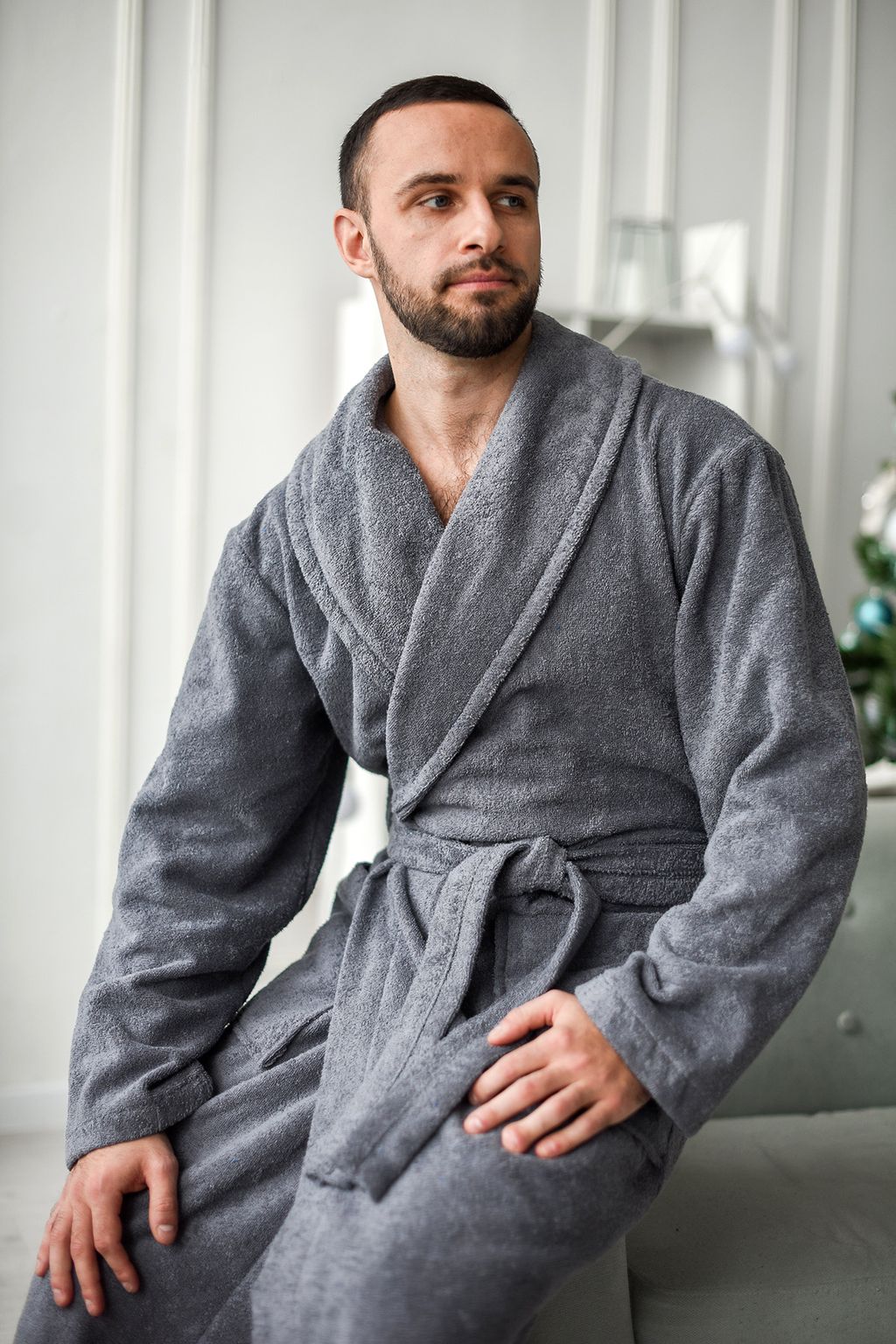  Халат муж р.48 графит Банный 2009-М