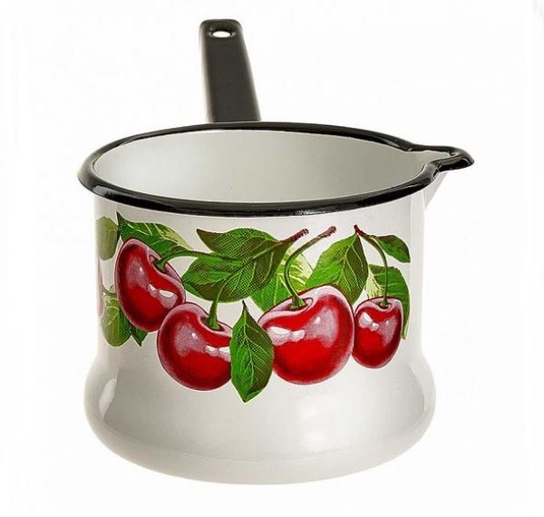  Кастрюля-ковш 1л без кр белая с декором 90104-072/4