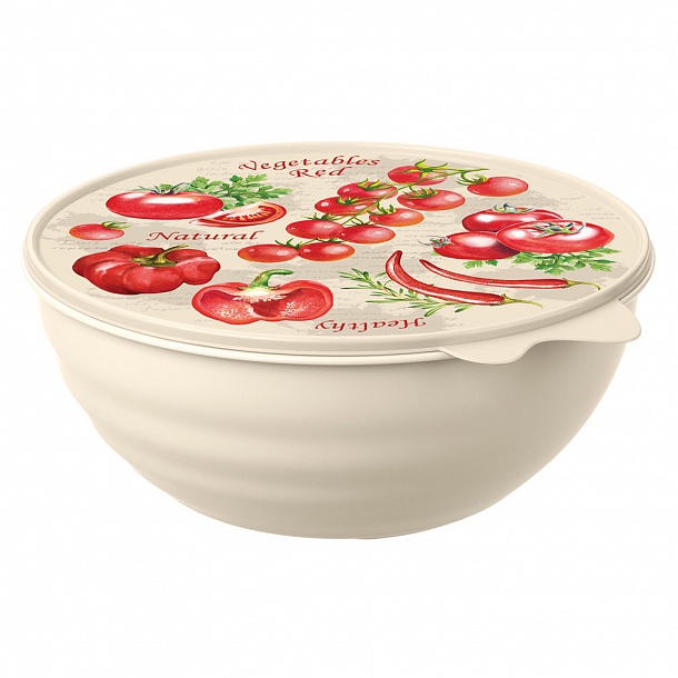  Миска 3,7л пласт с кыш. с декором беж Wave 433217807