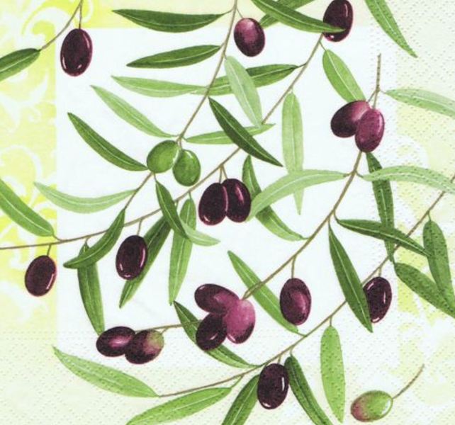  Салфетки бумажные 3-х слойные 33х33см 20шт ОЛИВКИ Арт Букет