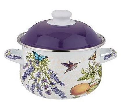  Кастрюля эмалир.3,6л 22х13см Agness с крышк Прованс Лимоны 934-548