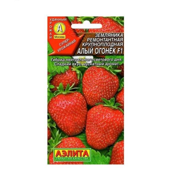  Земляника ремонтантная Алый огонек крупноплодная 10шт цв Аэлита
