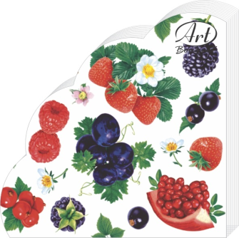  Салфетки бумажные 3-х слойные 12шт Ягоды фреш Арт Букет Рондо