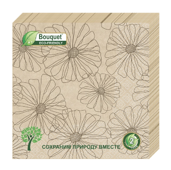  Салфетки бумажн. Bouquet Eco-friendly 2-х сл 25шт Крафт Ромашки 57004