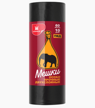  Мешки для мусора 60л 10шт ПВД черные МВ1557 (20)