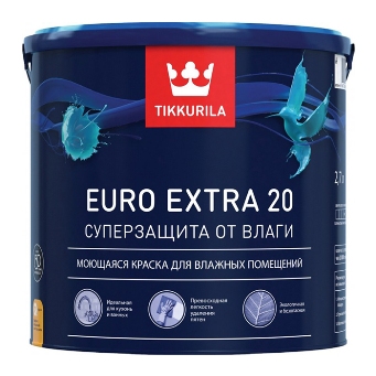  Краска в/д д/кухни и ванной 2,7л п/мат Euro Extra 20 C Tikkurila