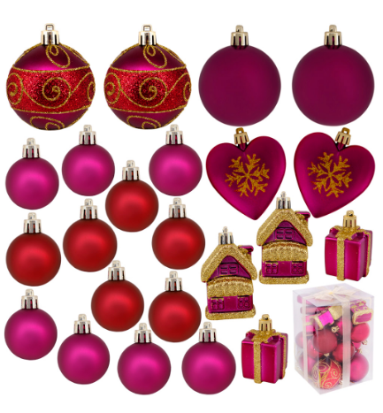  Набор шаров 23шт 4-5-6см бордо 151-911