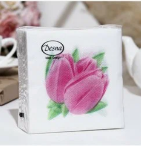  Салфетки бумажн. Desna Design 1-но сл 40шт 24*24 Тюльпаны 57590