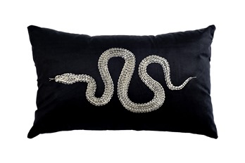  Подушка с вышивкой Серпенте черная 30х50см GARDA DECOR
