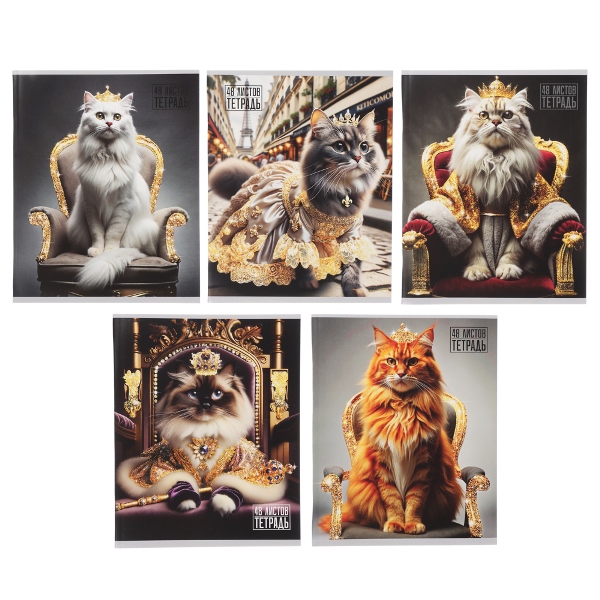  Тетрадь 48л клетка ClipStudio А5 Царские котики 578-155