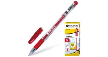  Ручка гелевая Brauberg Geller красная игольч.узел 0,5мм линия 0,35 141181