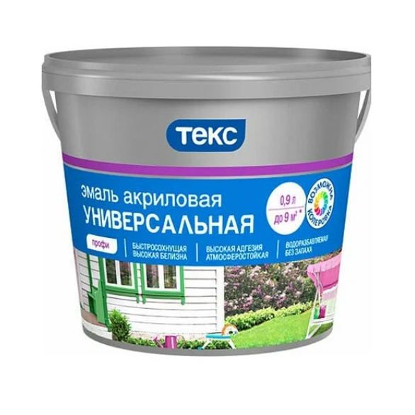  Эмаль акриловая универсальная матовая белая 0,9л Профи ТЕКС