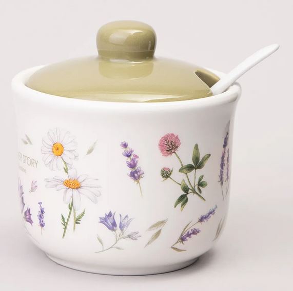  Сахарница 300мл с ложкой Story 10*9,5см Agness Flower