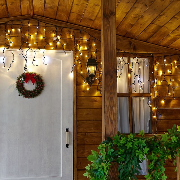  Гирлянда св/д бахрома 3м уличная 200LED IP67 черный кабель белый/теплый свет ULD-B3007-200