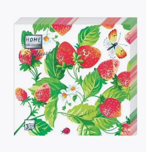  Салфетки бумажн. Bouquet Home collection Classic 3-х сл 20шт 33х33 Земляника 42332