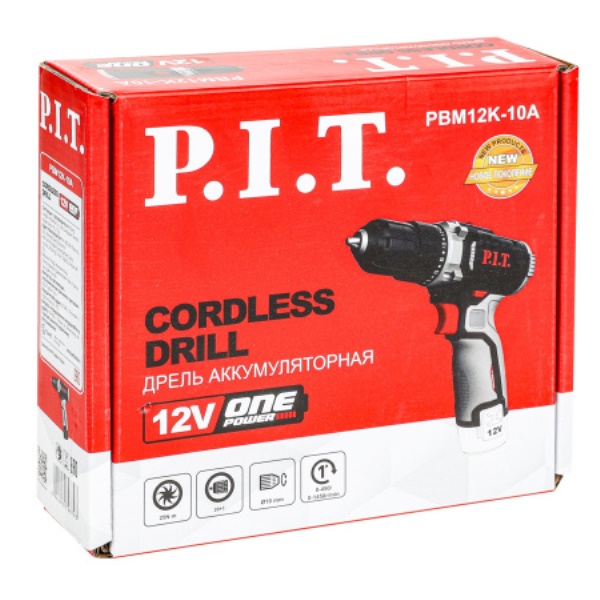  Дрель-шуруповерт аккум 12В без АКБ и ЗУ, PBM12K-10A PIT