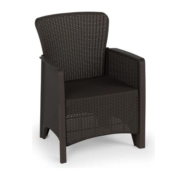 Кресло садовое пластиковое Ротанг лайт мокко 850*620мм М8909 - фото