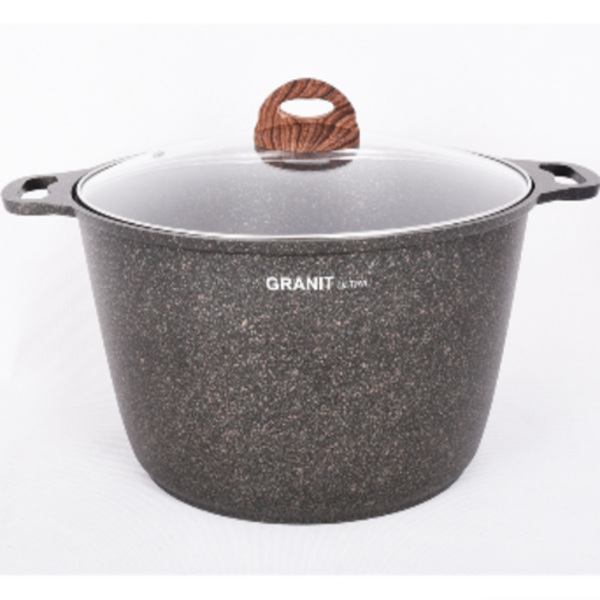  Кастрюля алюм лит а/приг 10,0л кго102а стекл.крышка Granit ultra